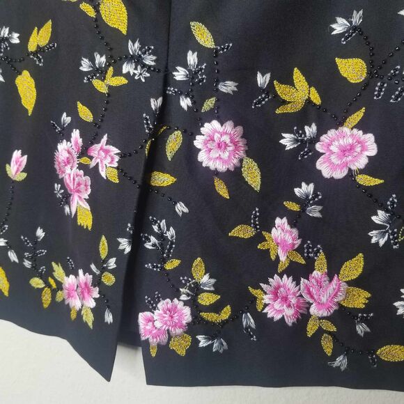 Womens Oscar De La Renta Embordered Silk Blend Skirt Sz 4 - Picture 6 of 7